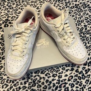 Nike Air Force 1 White and Red Sneakers